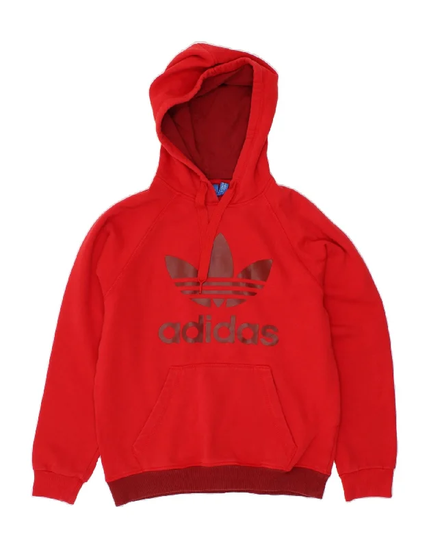 ADIDAS Mens Graphic Hoodie Jumper Small Red Cotton