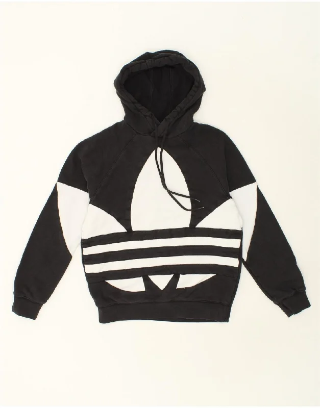 ADIDAS Mens Graphic Hoodie Jumper XS Black Cotton