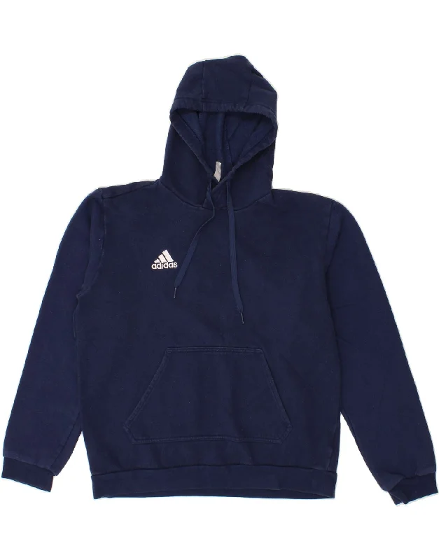 ADIDAS Mens Hoodie Jumper Medium Navy Blue Cotton