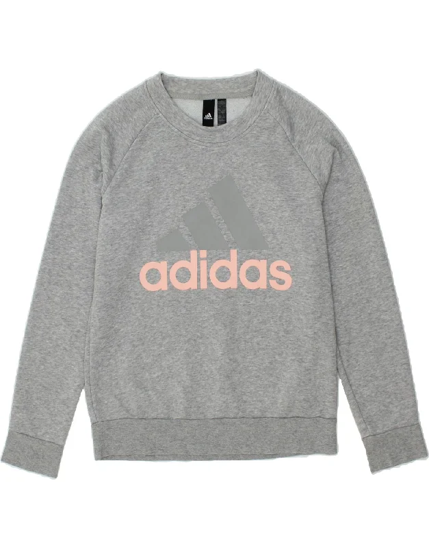 ADIDAS Womens Graphic Sweatshirt Jumper UK 12/14 Medium Grey