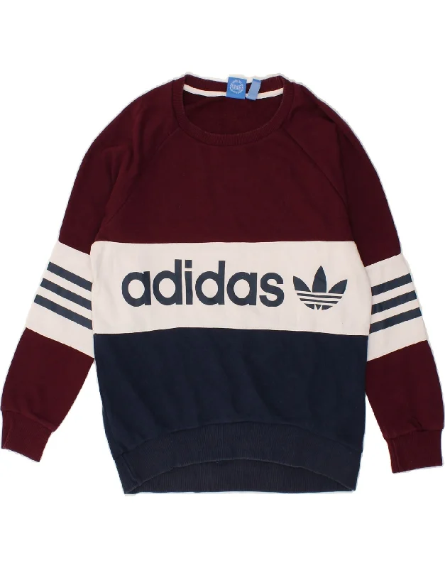 ADIDAS Womens Oversized Graphic Sweatshirt Jumper UK 8 Small Maroon