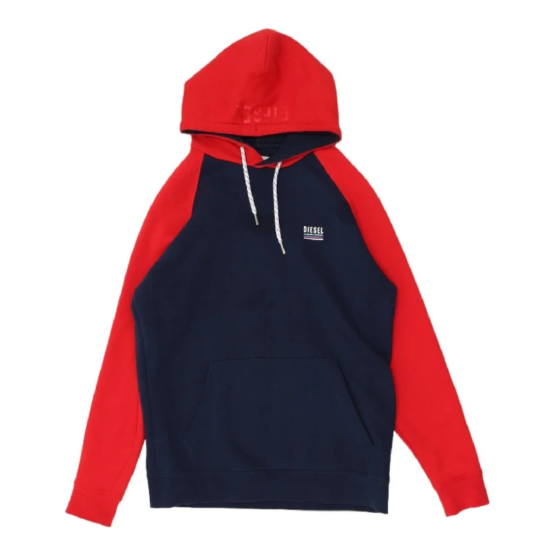 Diesel Mens Navy Red Hoodie | Casual Designer Hooded Sweatshirt Hoody VTG