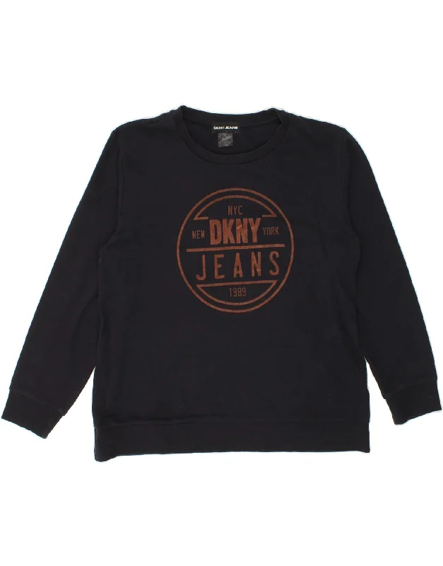 DKNY Mens Graphic Sweatshirt Jumper Large Navy Blue Cotton