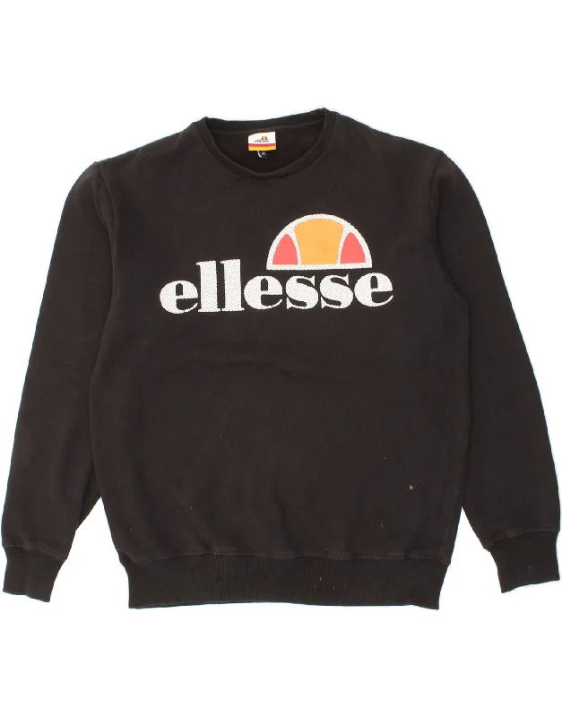 ELLESSE Mens Graphic Sweatshirt Jumper Medium Black Cotton