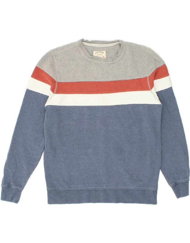 FAT FACE Mens Sweatshirt Jumper Medium Blue Colourblock Cotton