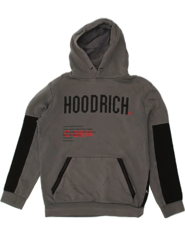 HOODRICH Mens Graphic Hoodie Jumper Small Grey Colourblock Cotton