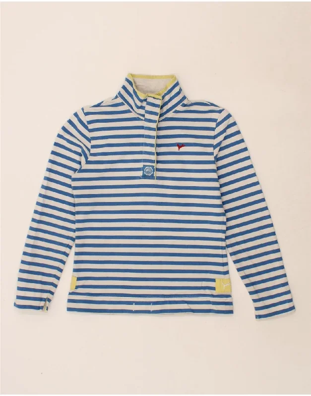 JOULES Womens Button Neck Sweatshirt Jumper UK 10 Small Blue Striped