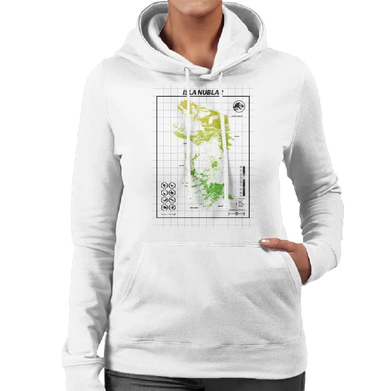 Jurassic Park Isla Nublar T Rex Map Women's Hooded Sweatshirt