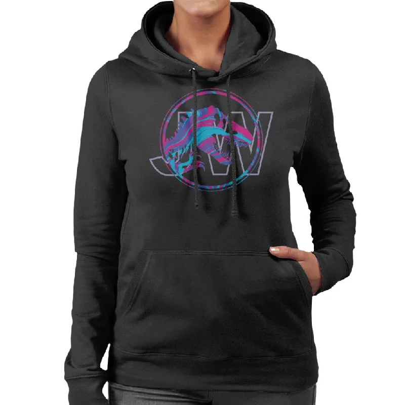 Jurassic Park JW T Rex Blue And Pink Gradient Women's Hooded Sweatshirt