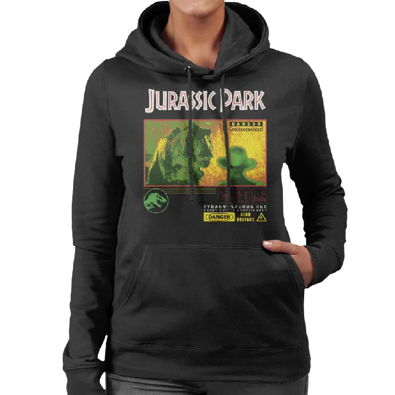 Jurassic Park T Rex Danger High Voltage Women's Hooded Sweatshirt