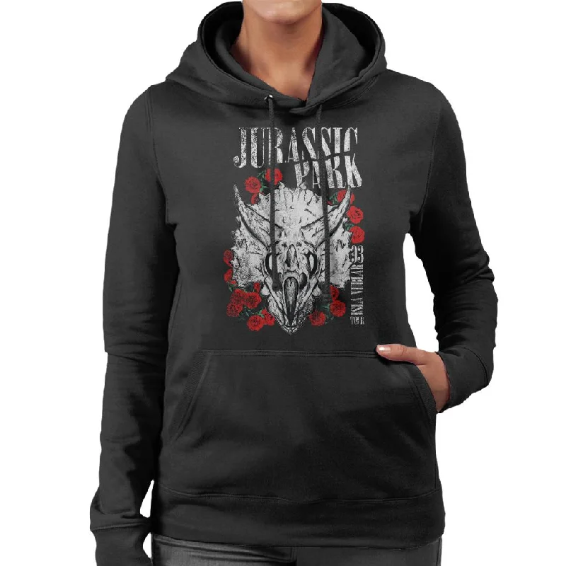 Jurassic Park Triceratops Roses Women's Hooded Sweatshirt