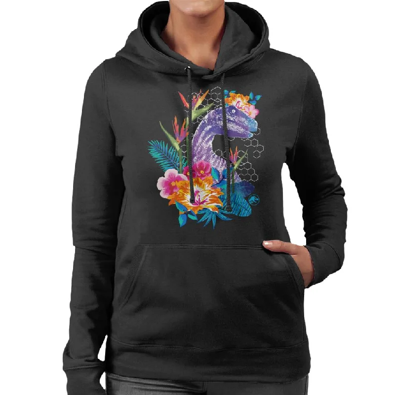 Jurassic Park Velociraptor Colourful Jungle Women's Hooded Sweatshirt