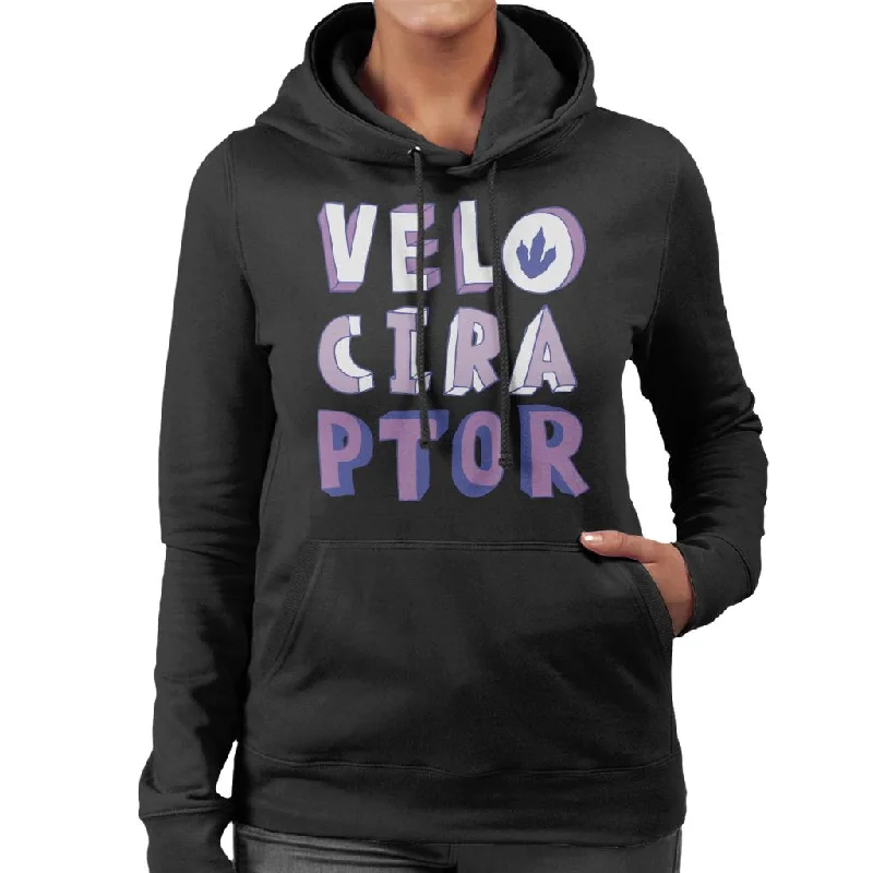 Jurassic Park Velociraptor Purple Text Women's Hooded Sweatshirt