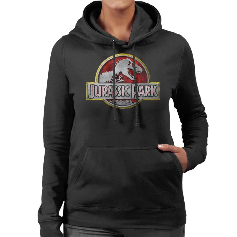 Jurassic Park Yellow Outline Classic Logo Women's Hooded Sweatshirt