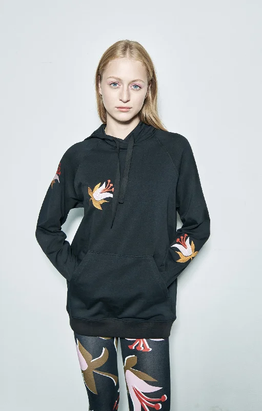 Kekes Embroidered Sweatshirt Tulips Black