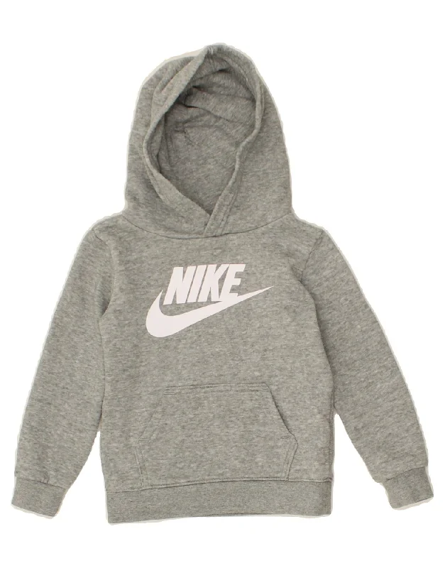 NIKE Girls Graphic Hoodie Jumper 2-3 Years Grey Cotton