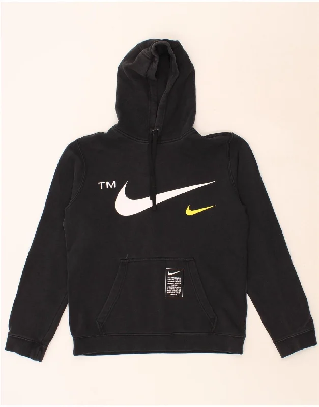 NIKE Mens Graphic Hoodie Jumper Medium Black Cotton