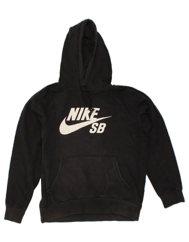 NIKE Mens Graphic Hoodie Jumper Medium Black Cotton