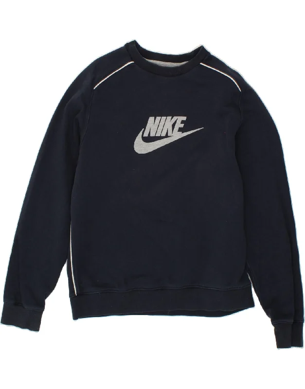 NIKE Mens Graphic Sweatshirt Jumper UK 39/41 Medium Navy Blue Cotton