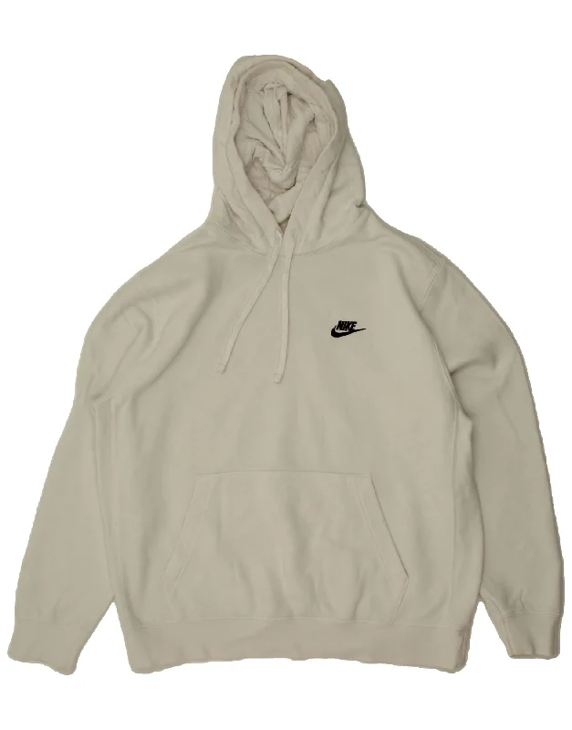 NIKE Mens Hoodie Jumper Large White Cotton