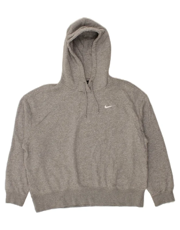 NIKE Mens Loose Fit Hoodie Jumper Large Grey Cotton