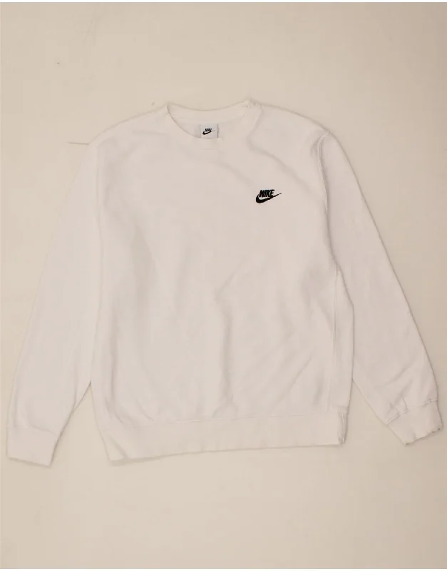 NIKE Mens Sweatshirt Jumper Medium White Cotton