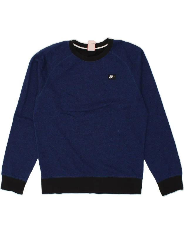 NIKE Mens Sweatshirt Jumper Small Navy Blue Flecked Cotton