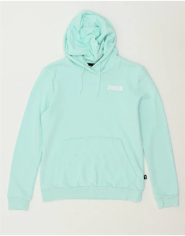 PUMA Womens Hoodie Jumper UK 10 Small Blue Cotton