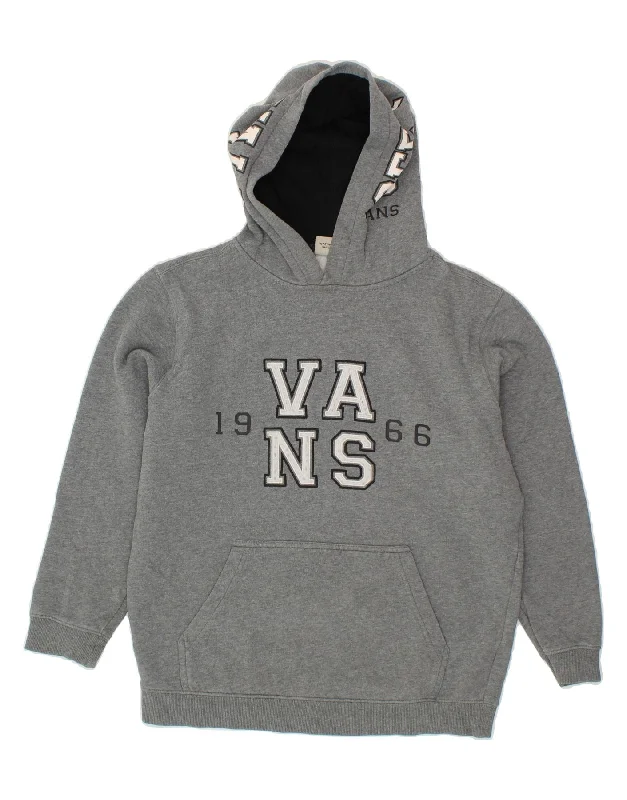 VANS Boys Graphic Hoodie Jumper 12-13 Years Large Grey