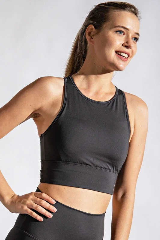 RAE MODE Compression Yoga Sports Bra (S-3X) (Graphite Grey)