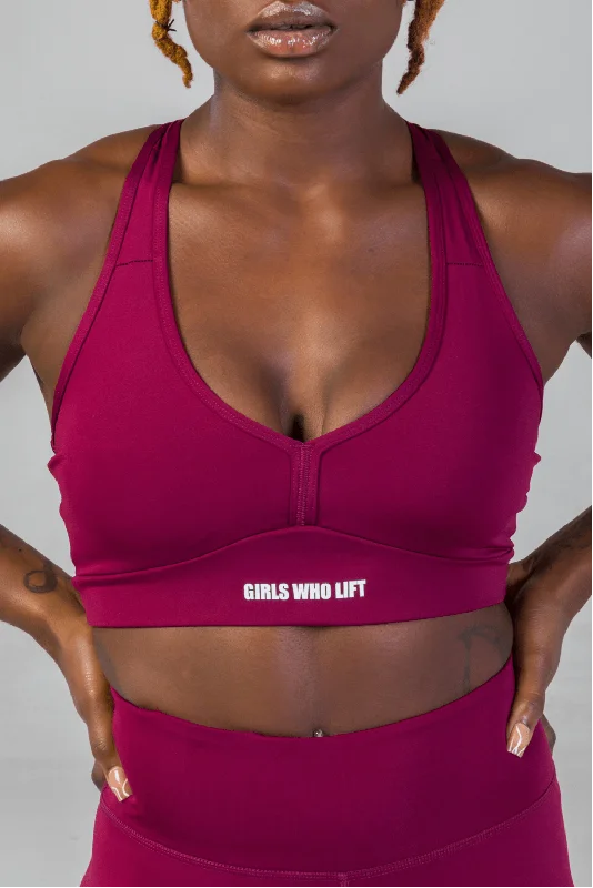 Elite Luxe Sports Bra- Cranberry