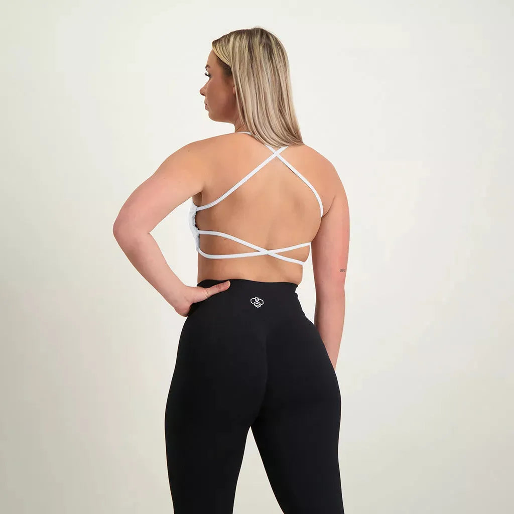 Backless Sports Bra White