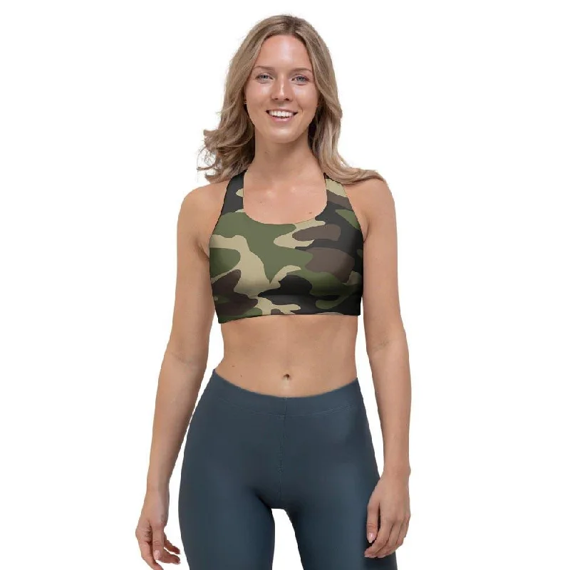 Camo Camouflage Print Sports Bra