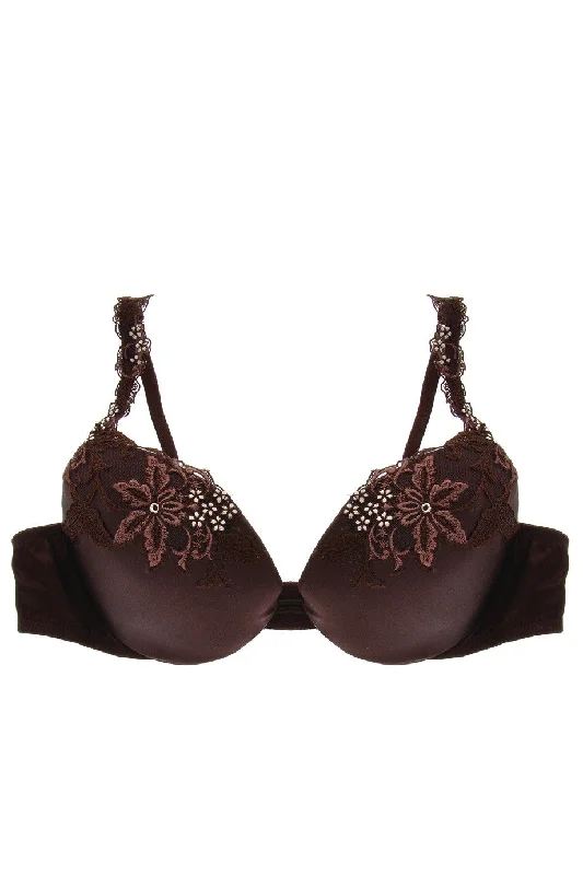 COTTON CLUB FLORAL LACE Brown Bra