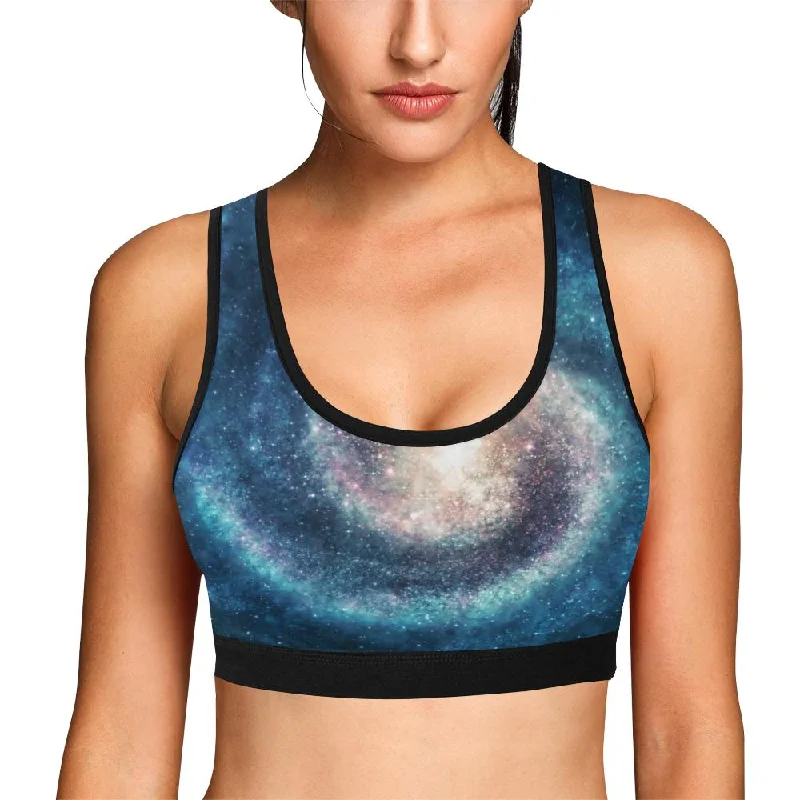 Galaxy Blue Milky Way Space Print Women Sports Bra