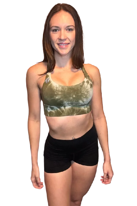 Imperial Ink Green Marble Sports Bra