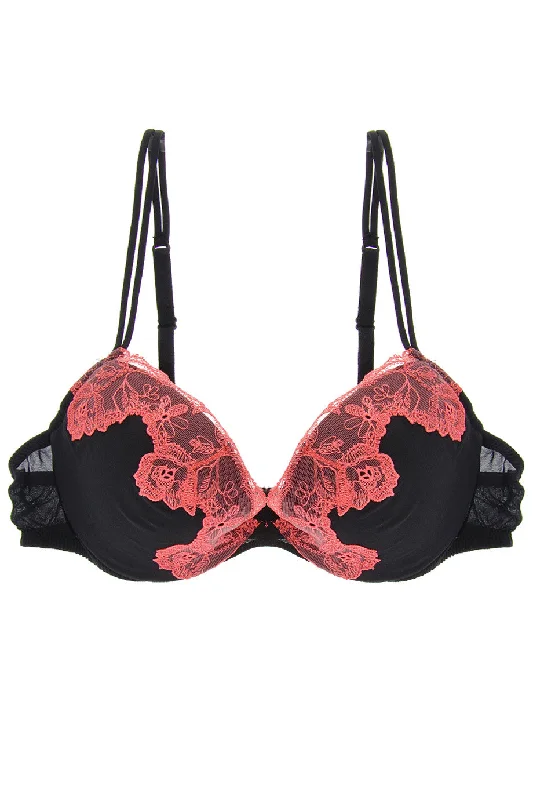 CORAL ROSES Black Bra