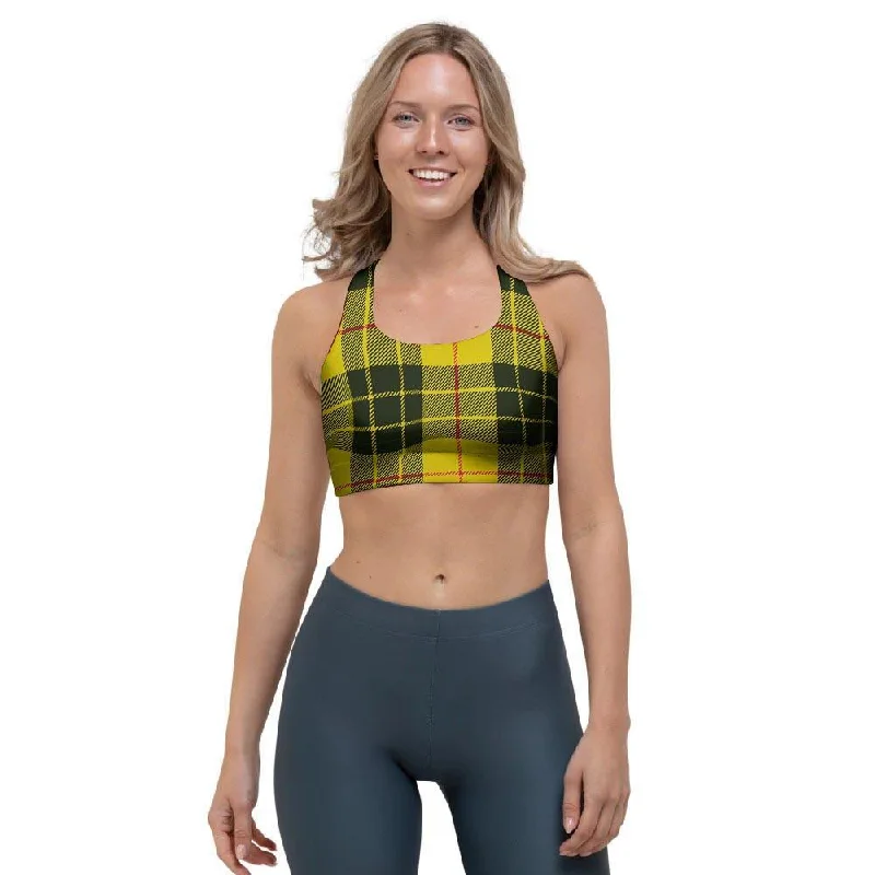 MacLeod Yellow Plaid Tartan Sports Bra