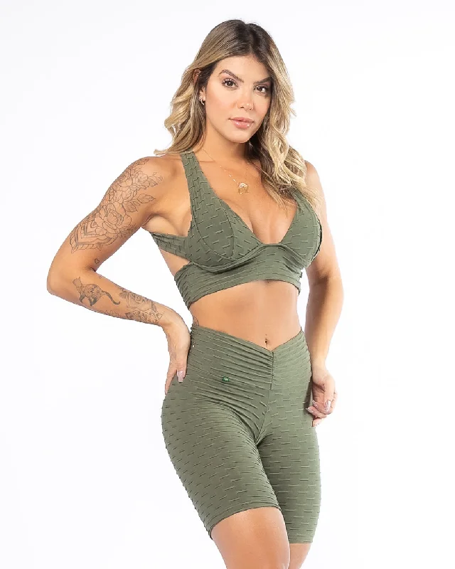 Olive Push Up Sports Bra