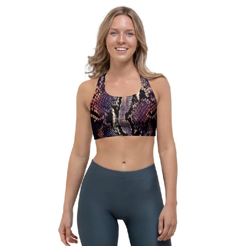 Python Snakeskin Print Sports Bra