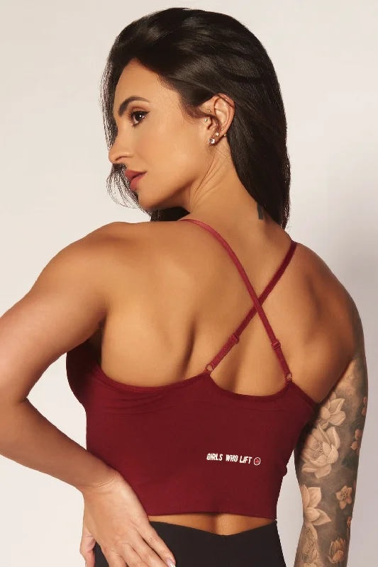 Rebellion Crop Bra - Burgundy