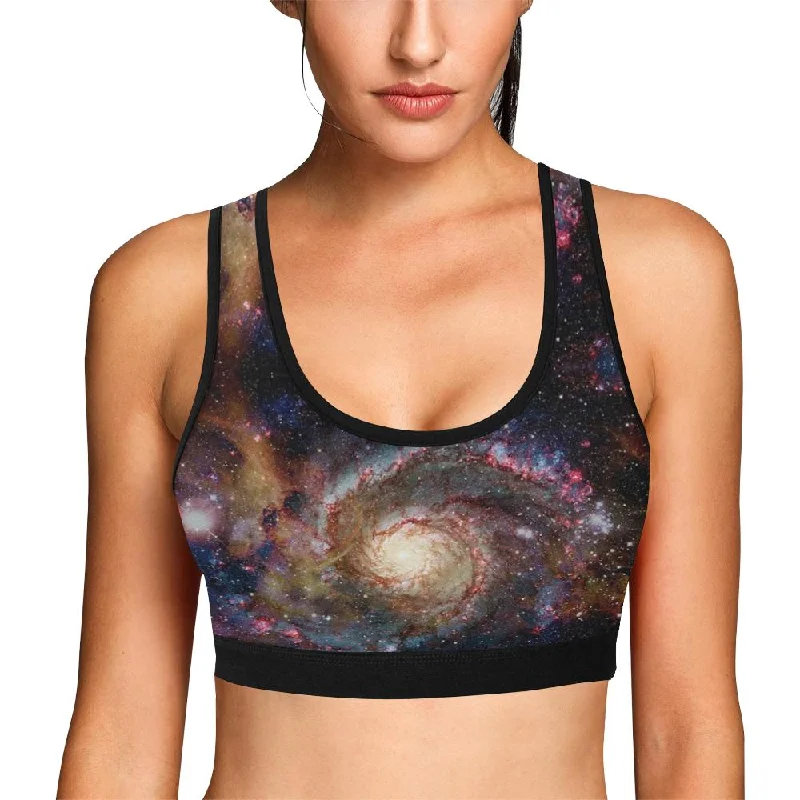 Space Milky Way Galaxy Print Women Sports Bra