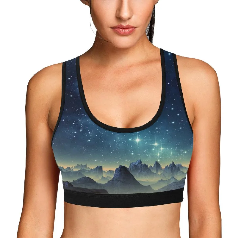 Surface Planet Galaxy Space Print Women Sports Bra