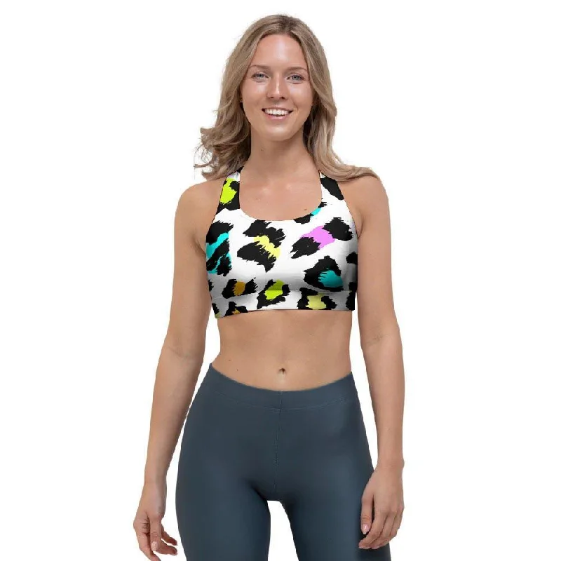 White Leopard Sports Bra