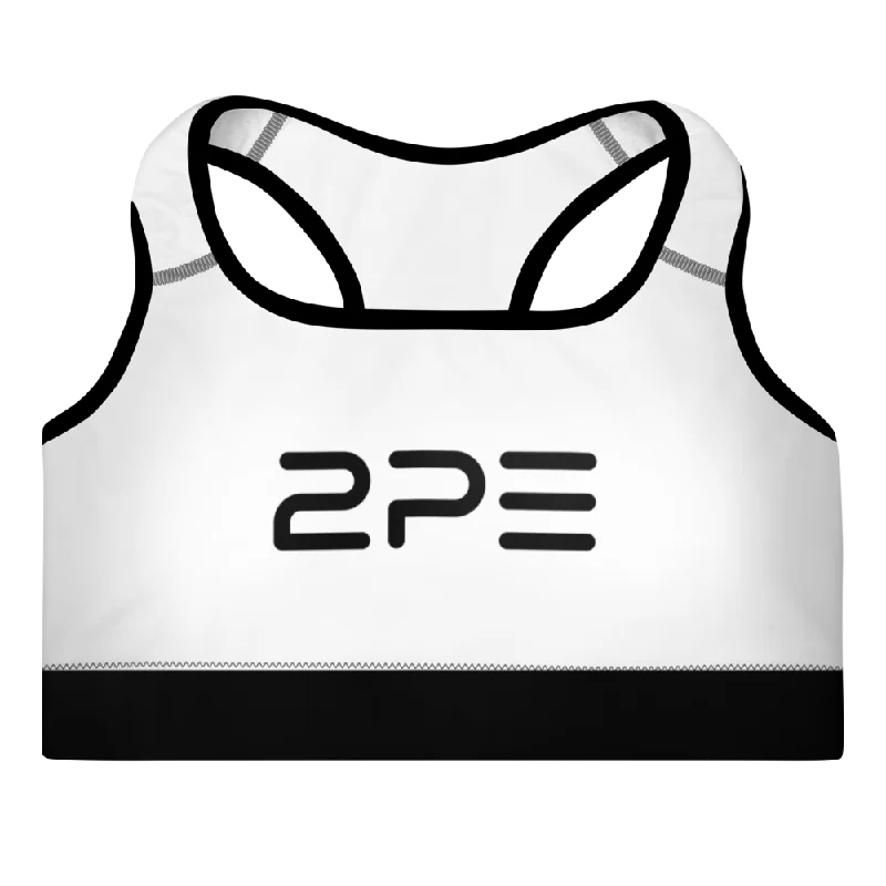 White with Black Padded Sports Bra