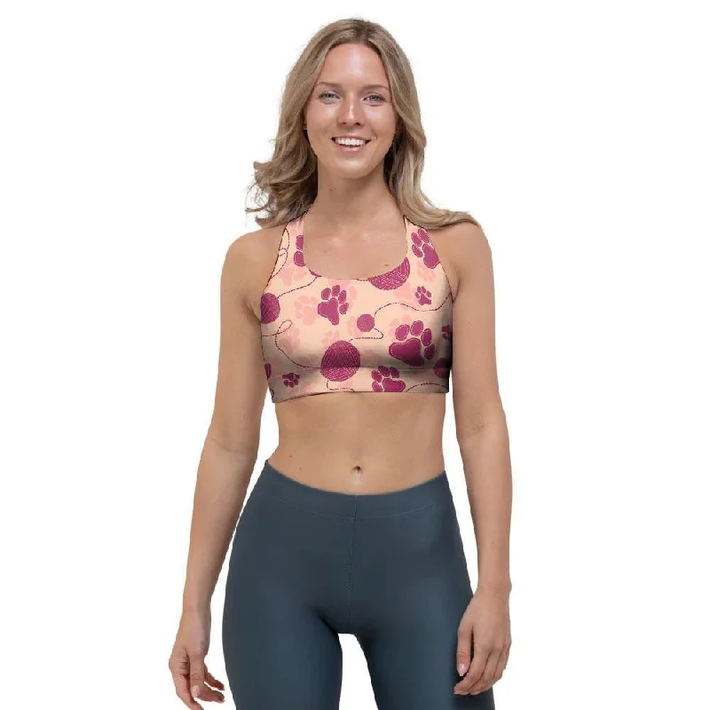 Yarn Paw Print Sports Bra