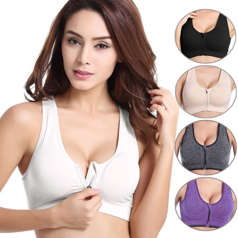 Zipper Push Up Sports Bras