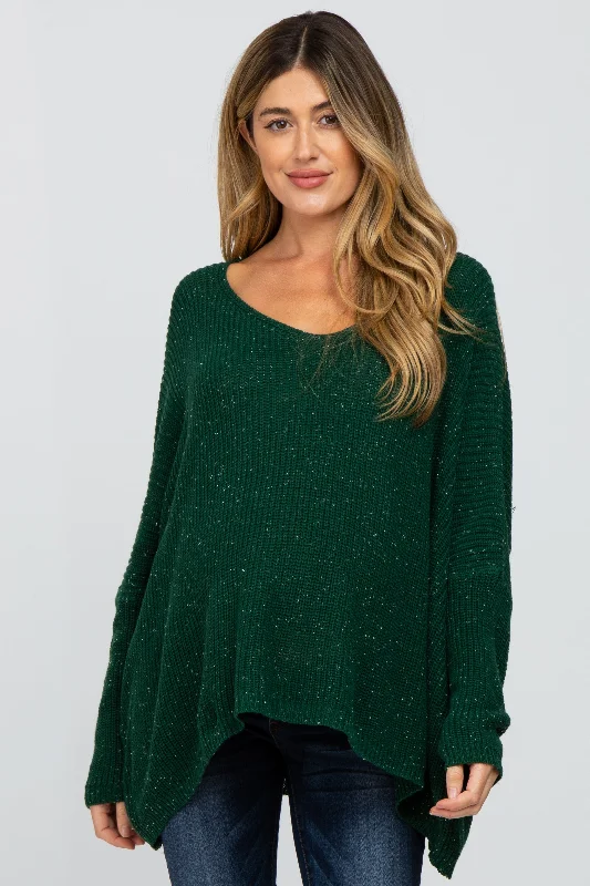 Forest Green Speckled Oversized Maternity Sweater