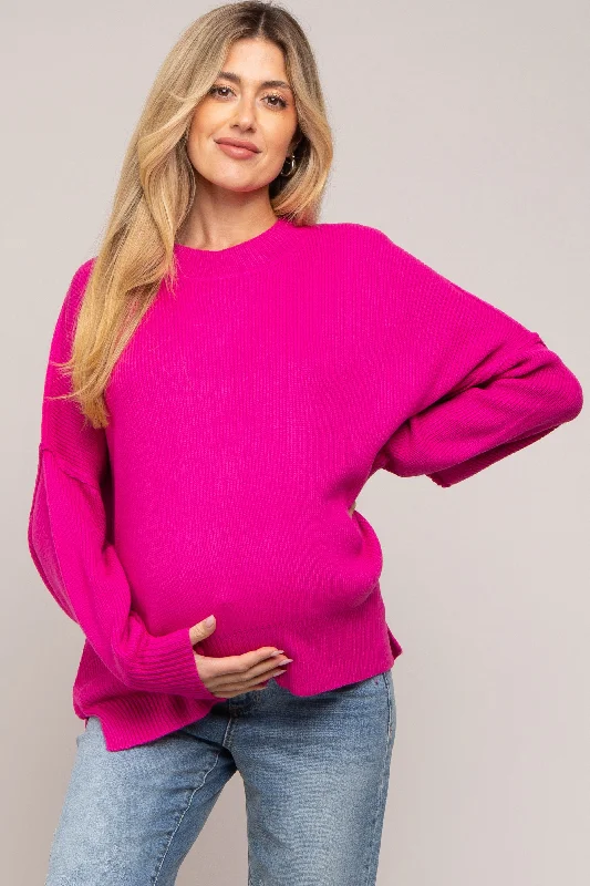 Fuchsia Maternity Long Sleeve Sweater