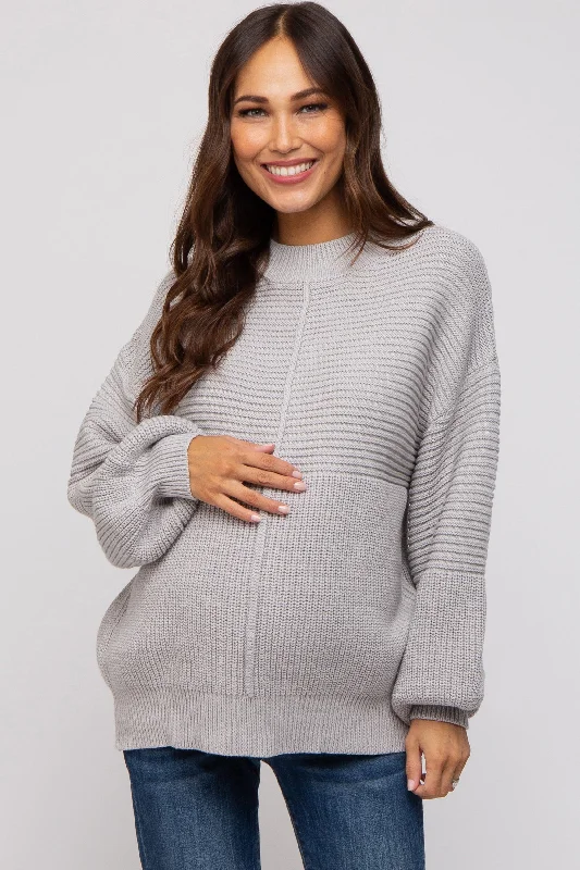 Heather Grey Ribbed Maternity Sweater